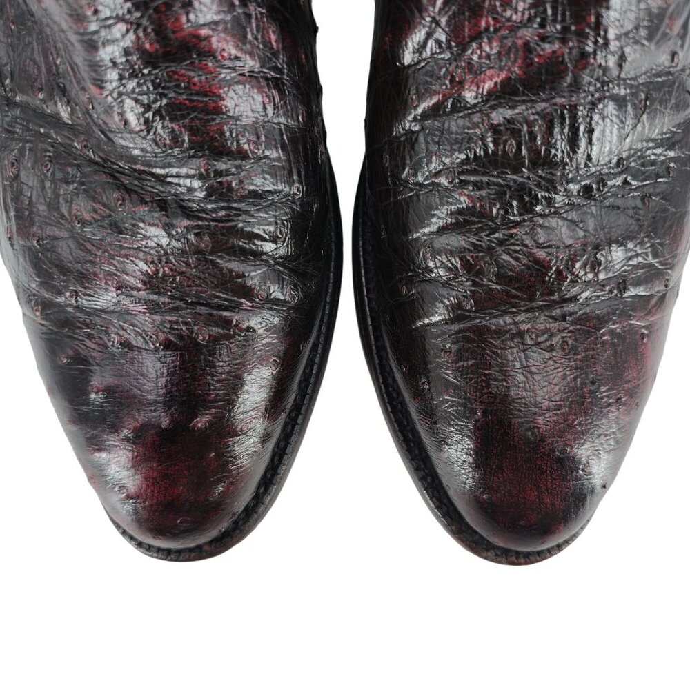 Lucchese 2000 Ostrich Neck Double-row Pegged 9D Black Cherry Cowboy Western Boot - Picture 5 of 16